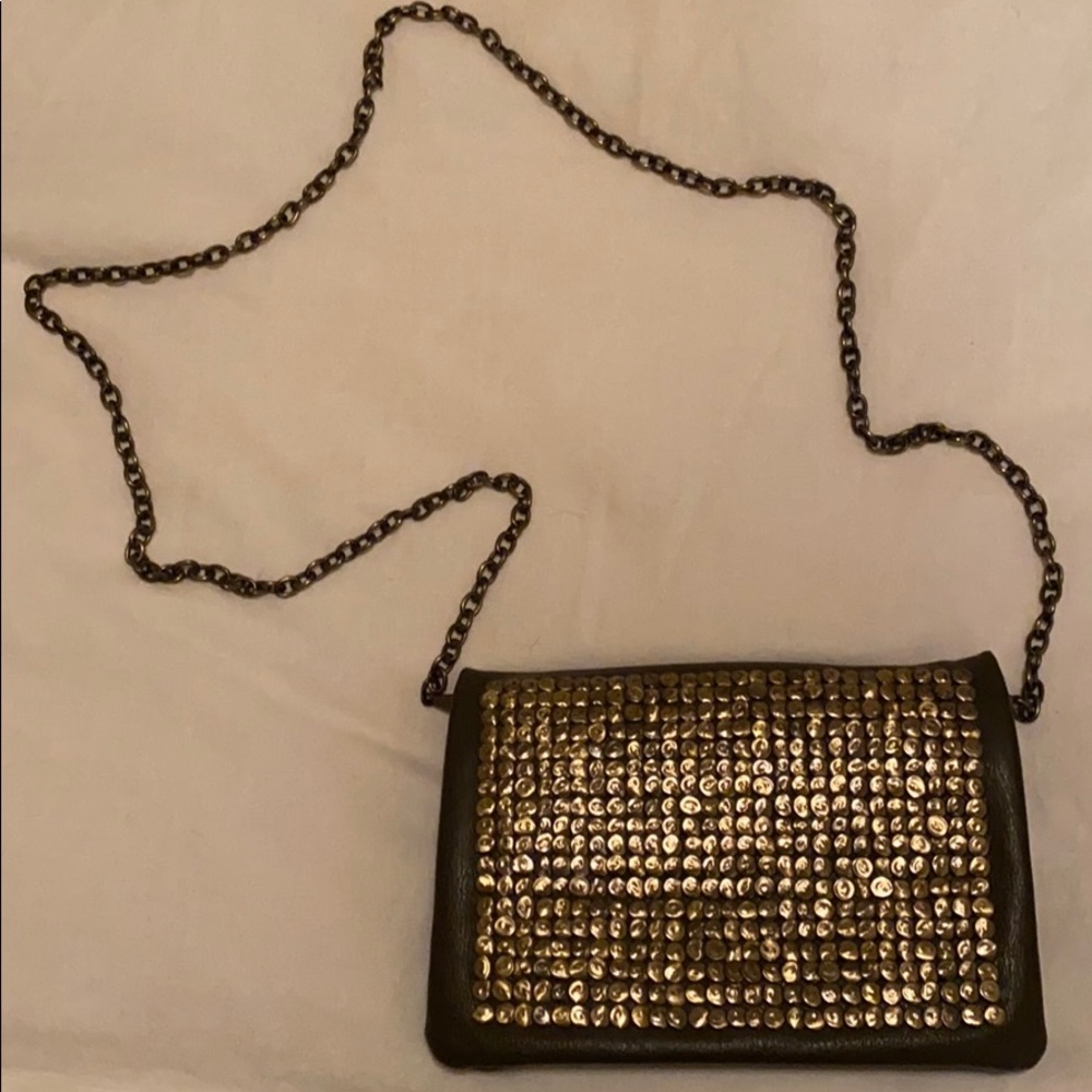 Olive green and gold detailed purse